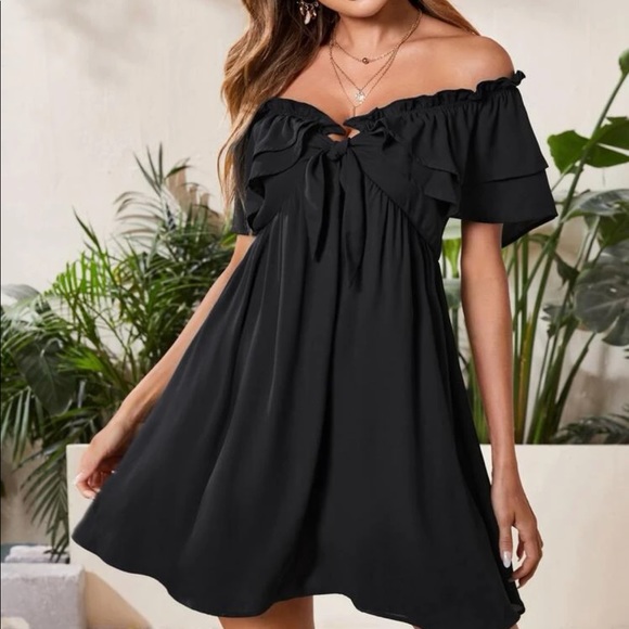 Accessories - Boho off shoulder ruffle hem dress